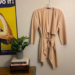 Shein Pink Waterfall Front Wrap Coat